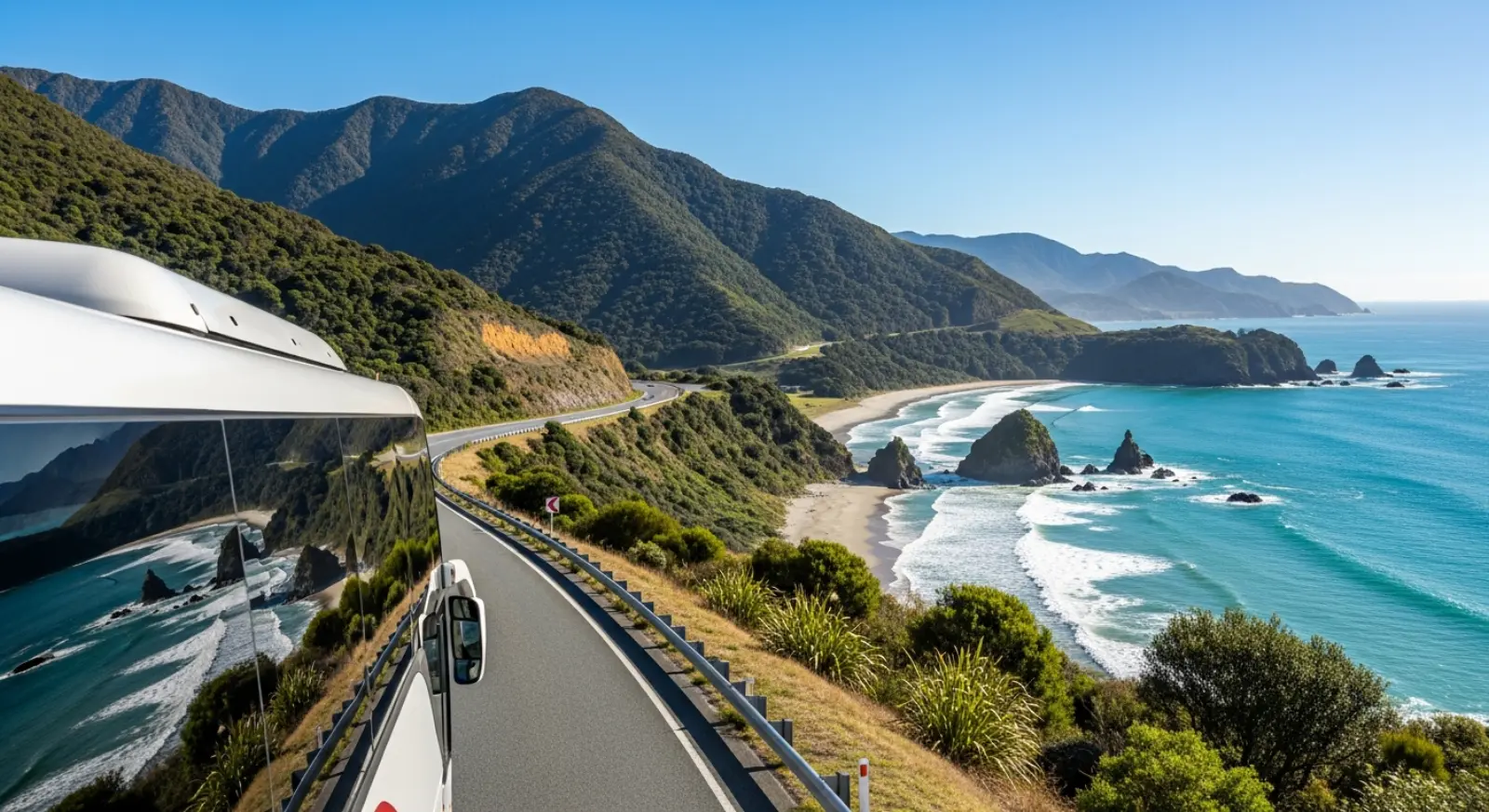 Coach tour through New Zealand